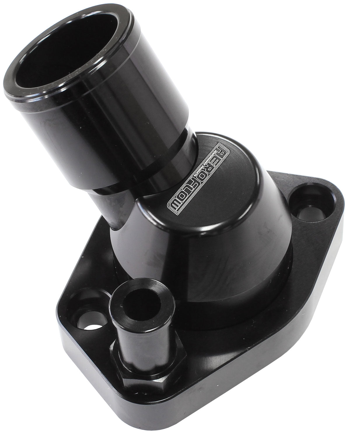 AF64-2233BLK - BILLET THERMOSTAT HOUSING BLACFORD WINDSOR 45 DEG SWIVEL SBF Aeroflow - AF 64-2233BLK