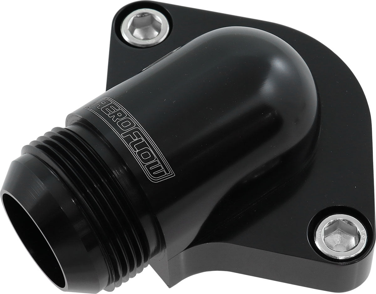 AF64-2334BLK - BILLET THERMOSTAT HOUSING LOW PROFILE -20AN SBC BBC HOLDEN Aeroflow AF 64-2334BLK