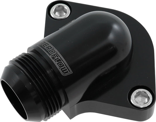 AF64-2334BLK - BILLET THERMOSTAT HOUSING LOW PROFILE -20AN SBC BBC HOLDEN Aeroflow AF 64-2334BLK
