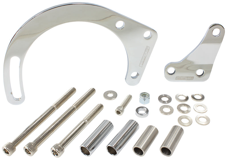 AF64-4010 - LOW MOUNT ALT BRACKET CHROME S/B CHEV WITH LONG WATER PUMP