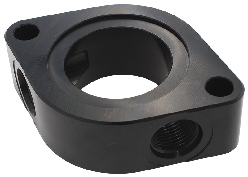AF64-4051BLK - AEROFLOW CHEV WATER NECK SPACER WITH 2 X -8ORB AUX PORT