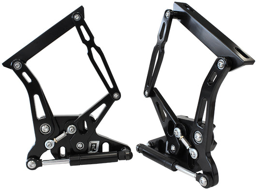 AF64-4105BLK - BILLET BONNET HINGE KIT BLACK XR XY FORD FALCON SHINY BLACK
