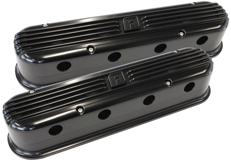 AF64-4110BLK - LS CHEV BILLET RETRO BLACK VALVE COVERS, LS2 AND LS3 COIL