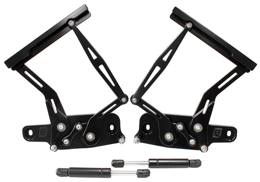 AF64-4128BLK - BILLET BONNET HINGE KIT BLACK LC - LJ - HOLDEN TORANA