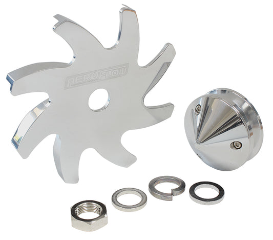 AF64-4300 - BILLET ALTERNATOR PULLEY & FANWITH NOSE COVER, POLISHED