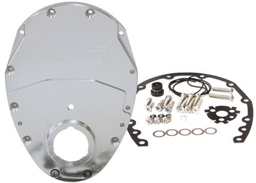 AF64-4350S - SB CHEV 350 V6 2 PIECE TIMING COVER KIT BILLET SILVER