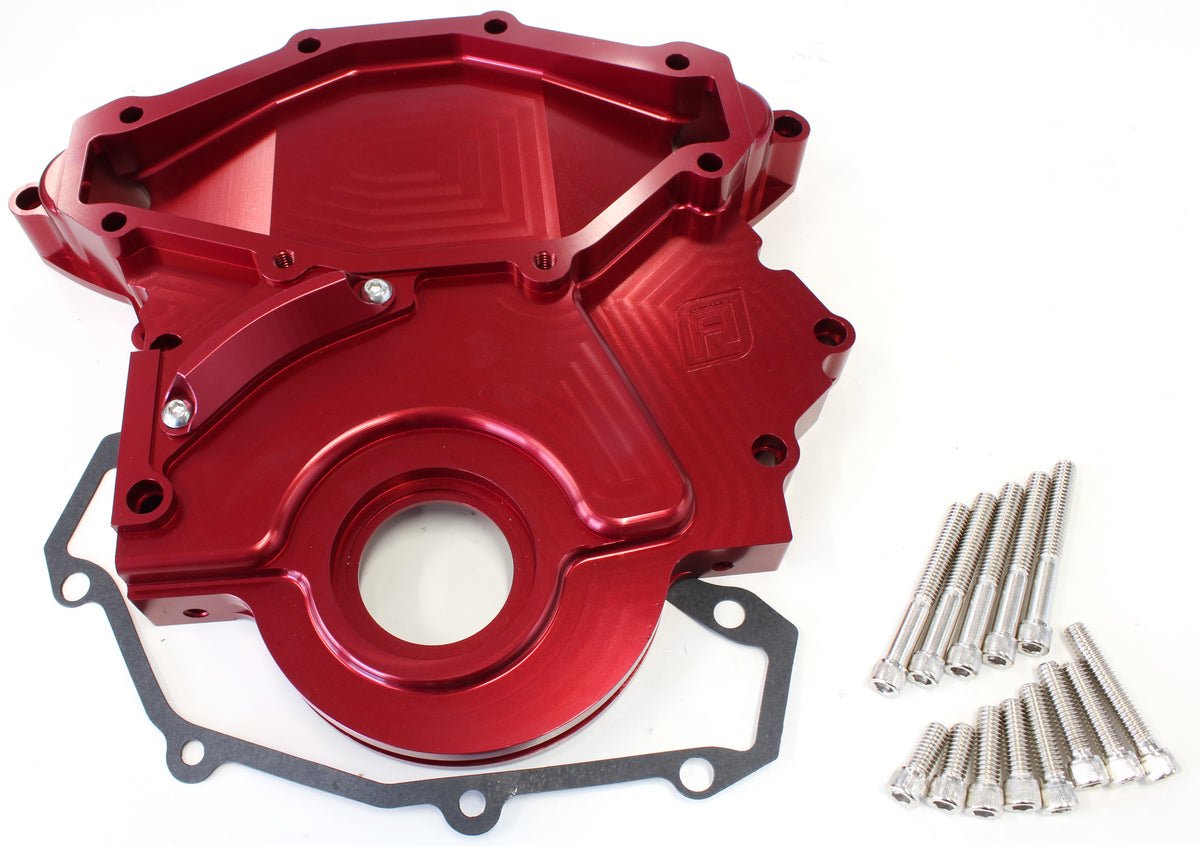 AF64-4358R - HOLDEN 304 308 BILLET TIMING COVER ACCEPTS MECH FUEL PUMP