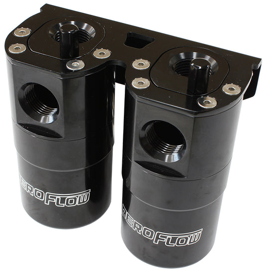 AF64-4364BLK - DUAL CATCH CAN -10ORB AIR / OIL SEPARATOR DIESEL