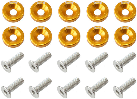 AF64-4365G - BILLET DRESS UP FENDER BOLT 10PACK M6 x 1.00 UHL 20MM GOLD