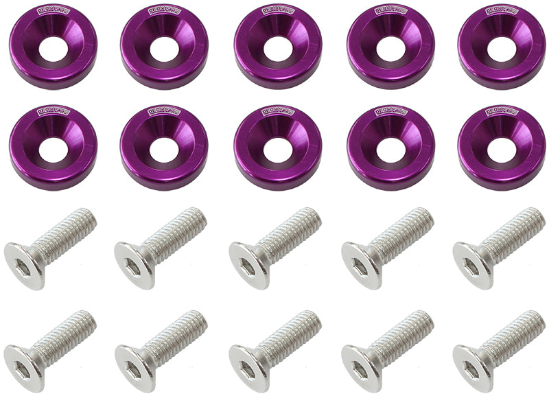 AF64-4365PUR - BILLET DRESS UP FENDER BOLT 10PACK M6 x 1.00 UHL 20MM PURPLE