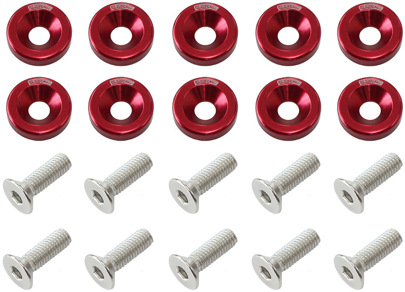AF64-4371R - BILLET DRESS UP / FENDER BOLT 10 PACK 5/16 UNC UHL 25MM RED