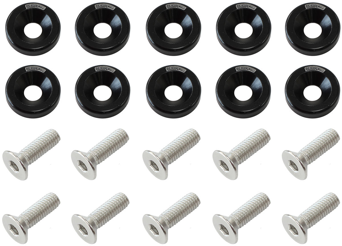 AF64-4372BLK - BILLET DRESS UP FENDER BOLT 10 PACK 1/4 UNC UHL 25MM BLACK