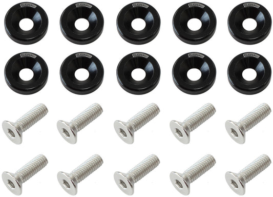 AF64-4374BLK - BILLET DRESS UP FENDER BOLT 10PACK M8 x 1.25mm UHL 20MM BLACK Aeroflow - AF 64-4374BLK
