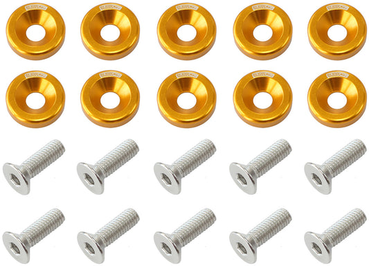AF64-4374G - BILLET DRESS UP FENDER BOLT 10PACK M8 x 1.25mm UHL 20MM GOLD Aeroflow - AF 64-4374G