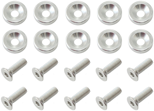 AF64-4374S - BILLET DRESS UP FENDER BOLT 10PACK M8 x 1.25mm UHL 20MM SILVER Aeroflow - AF 64-4374S
