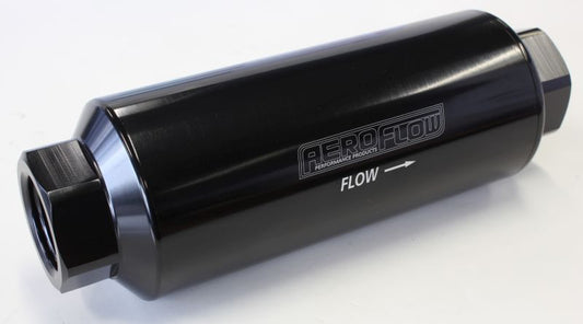 AF66-2043BLK - AEROFLOW PRO FILTER 60 MICRON BLACK FEMALE -12 ORB 2.4" x 7"