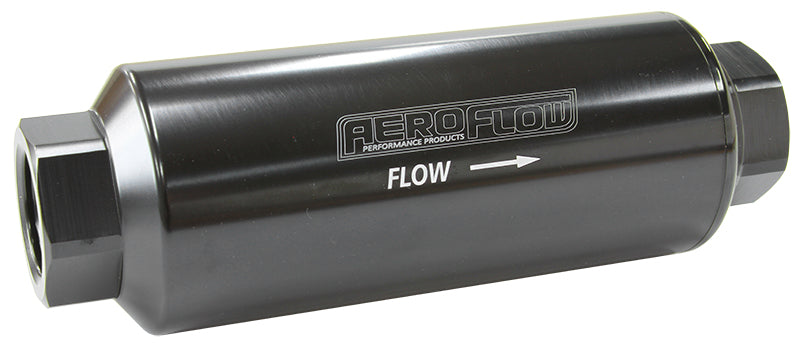 AF66-2044BLK-10 - AEROFLOW PRO FILTER 10 MICRON BLACK FEMALE -12ORB 2" x 5.5"