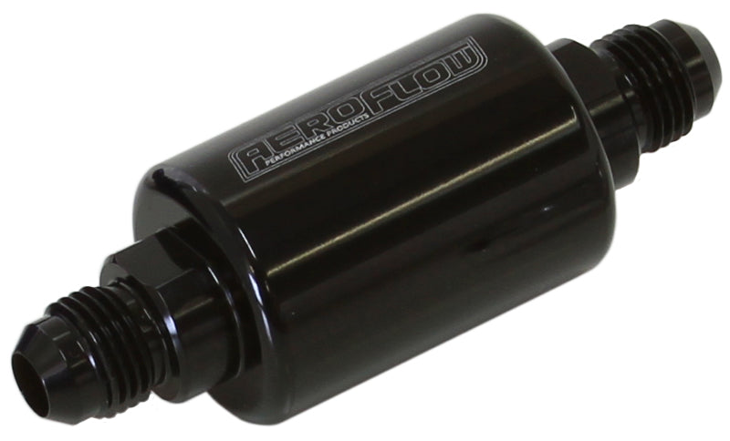 AF66-2052BLK - AEROFLOW FILTER 40 MICRON BLACK -6AN 1.25" x 3" NOTES