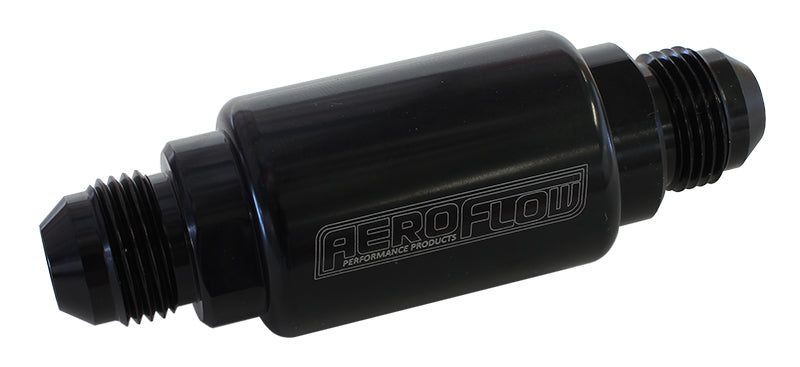 AF66-2053BLK - AEROFLOW FILTER 40 MICRON BLACK -8AN 1.25" x 3" NOTES