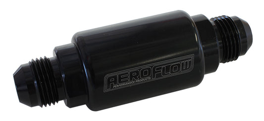 AF66-2053BLK - AEROFLOW FILTER 40 MICRON BLACK -8AN 1.25" x 3" NOTES