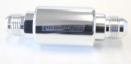 AF66-2053S - AEROFLOW FILTER 40 MICRON SILVER -8AN 1.25" x 3" NOTES