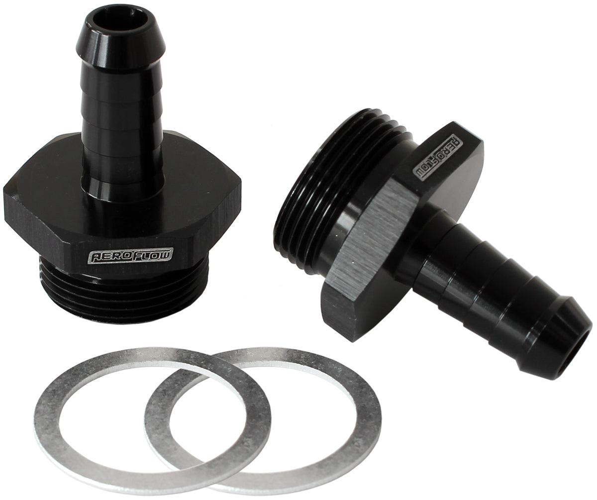 AF700-01BLK - HOLLEY INLET FITTING 3/8" BARBBLACK 7/8" X 20 TO 3/8" BARB