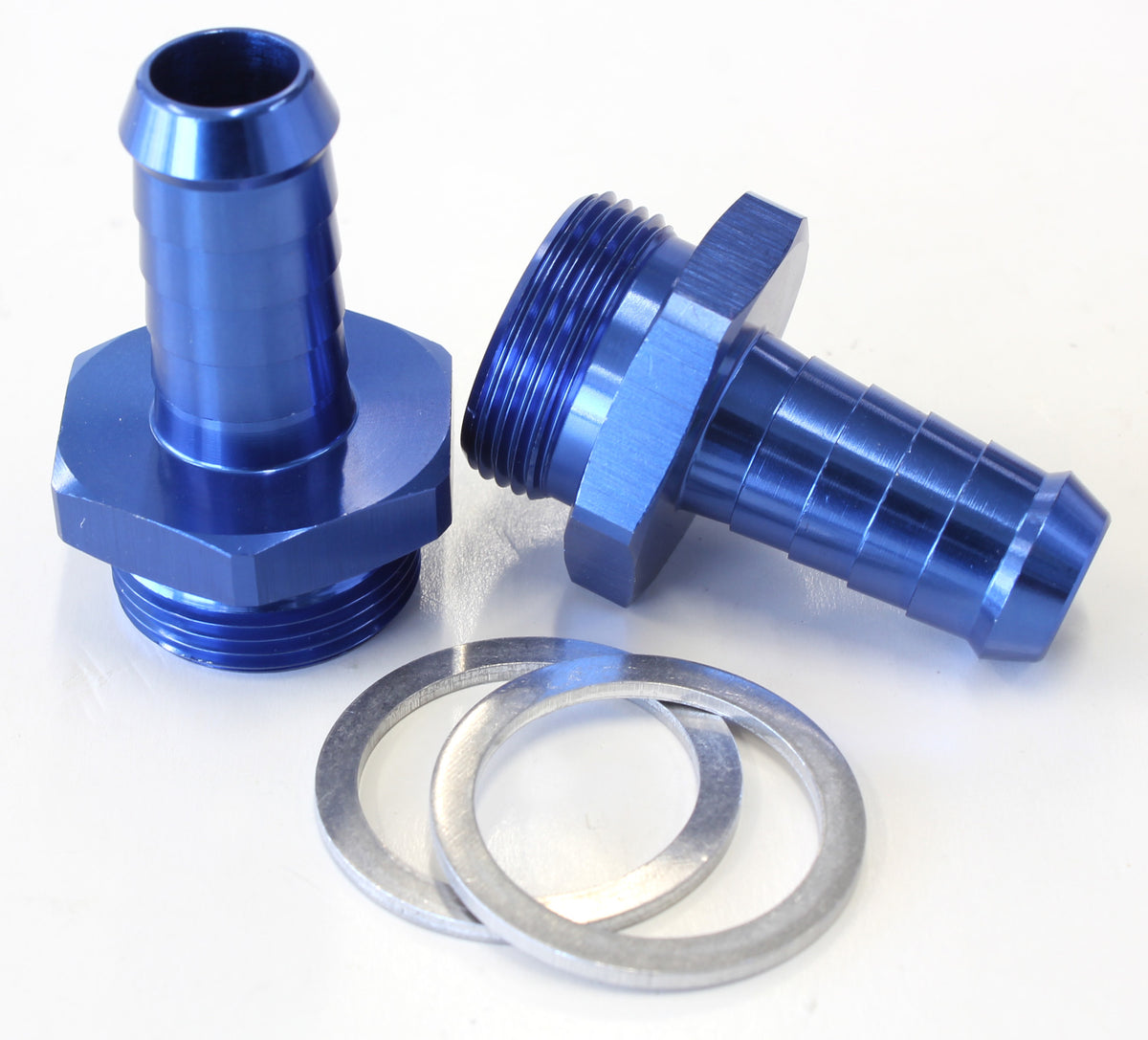 AF700-02 - HOLLEY INLET FITTING 1/2" BARBBLUE 7/8" X 20 TO 3/8" BARB