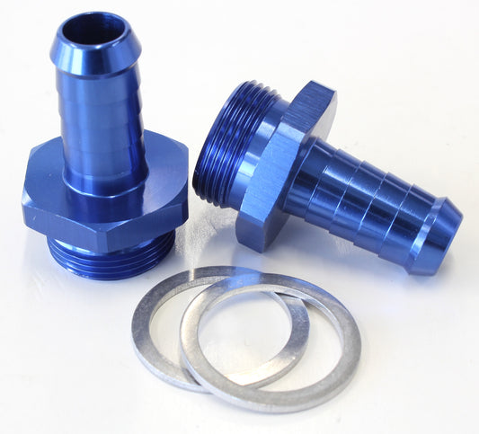 AF700-02 - HOLLEY INLET FITTING 1/2" BARBBLUE 7/8" X 20 TO 3/8" BARB