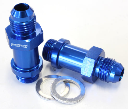 AF701-06-L - BG / DEMON INLET FITTING -6AN BLUE 9/16" X 24 TO -6AN LONG