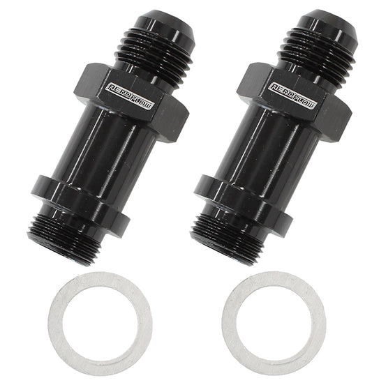 AF701-06-LBLK - BG / DEMON INLET FITTING -6AN BLACK 9/16" X 24 TO -6AN LONG