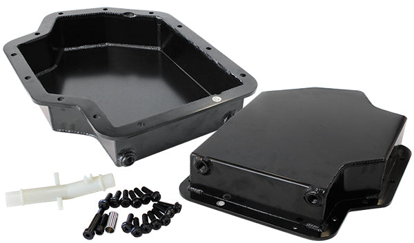 AF72-3001BLK -  3" Deep Fabricated Transmission Pan including Filter Extension Black Finish. Suit GM Turbo 400