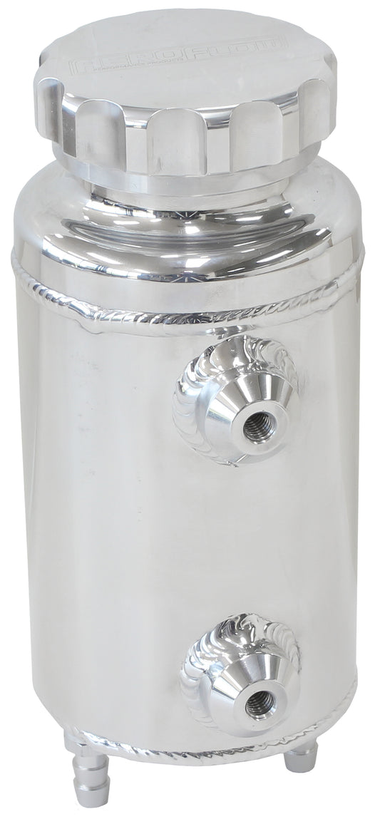 AF77-1015 - UNIVERSAL RADIATOR OVERFLOW TANK 8" X 3.5" -4 ORB POLISHED