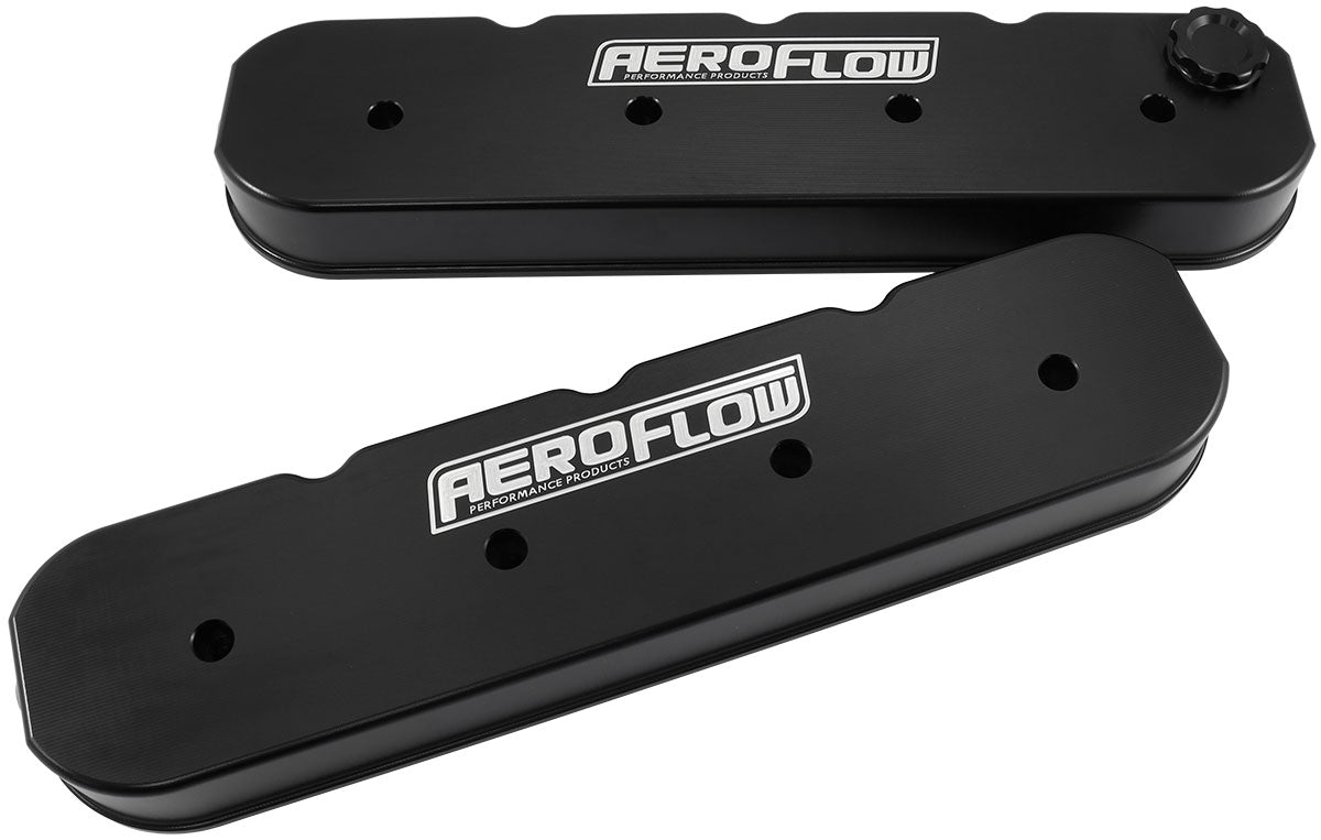 AF77-5010BLK - GM LS BILLET VALVE COVERS PAIRBLACK AF LOGO NO COILS