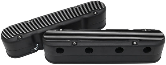 AF77-5020BLK - GM LS 2 PIECE VALVE COVERS CAST TALL RETRO FINNED BLACK