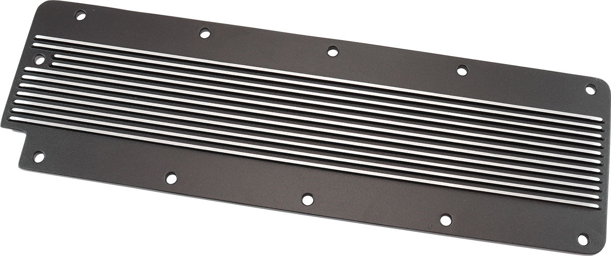AF77-5028BLK - GM LS2 FINNED VALLEY PLATE COVER BLACK CAST ALLOY LS3 LSX Aeroflow - AF 77-5028BLK