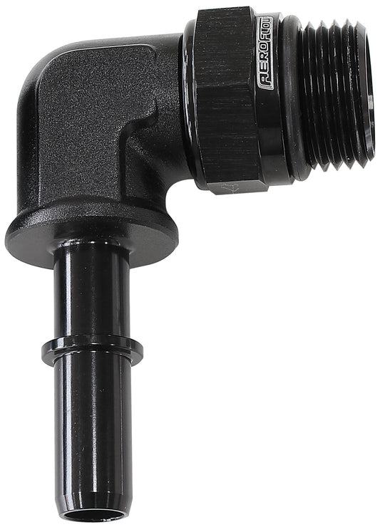 AF812-08-06BLK - EFI FUEL FITTING 90 DEG 3/8 PUSH ON BARB TO -8ORB BLACK