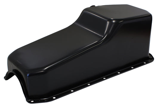 AF82-9005BLK - STEEL STOCK OIL PAN SBC BLACK LH/SIDE DIPSTICK REAR SUMP