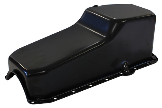 AF82-9092BLK - STEEL STOCK OIL PAN SBC BLACK RH/SIDE DIPSTICK REAR SUMP