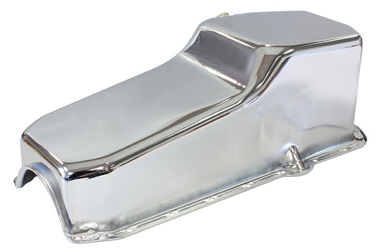 AF82-9092C - STEEL STOCK OIL PAN SBC CHROMERH/SIDE DIPSTICK REAR SUMP