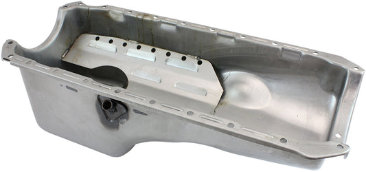 AF82-9294 - STEEL STOCK OIL PAN BBC RAW RH/SIDE DIPSTICK REAR SUMP