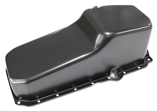 AF82-9414BLK - STOCK OIL PAN SBC LATE '86 ON RH/SIDE DIPSTICK BLACK