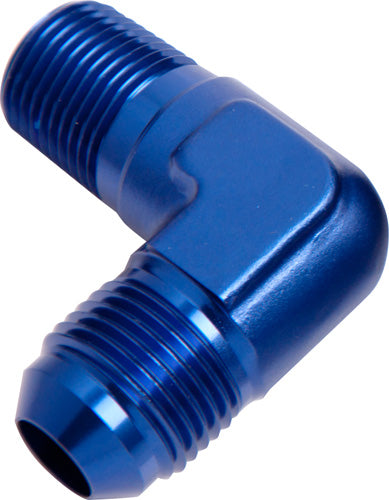 AF822-06 - MALE 90 DEG 1/4" NPT TO -6AN BLUE MALE NPT TO AN 90 DEG