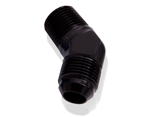 AF823-06-08BLK - MALE 45 DEG 1/2" NPT TO -6AN BLACK MALE NPT TO AN 45 DEG