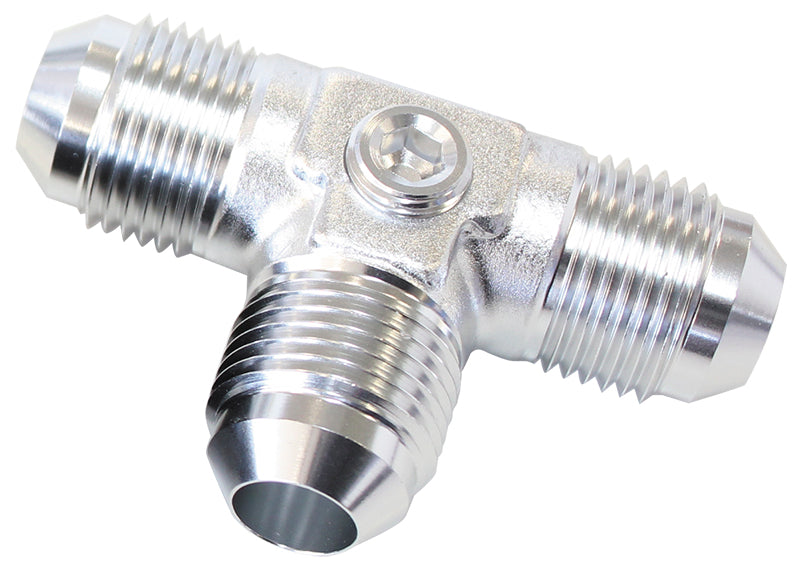 AF824-06PS - MALE FLARE TEE -6AN WITH 1/8" PORT SILVER ALL SIDES MALE AN
