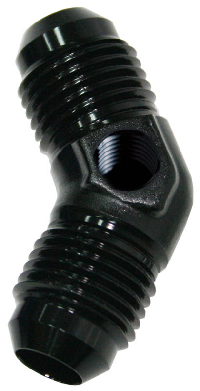 AF827-06PBLK - Male -6 45 Deg Union With 1/8"port Black