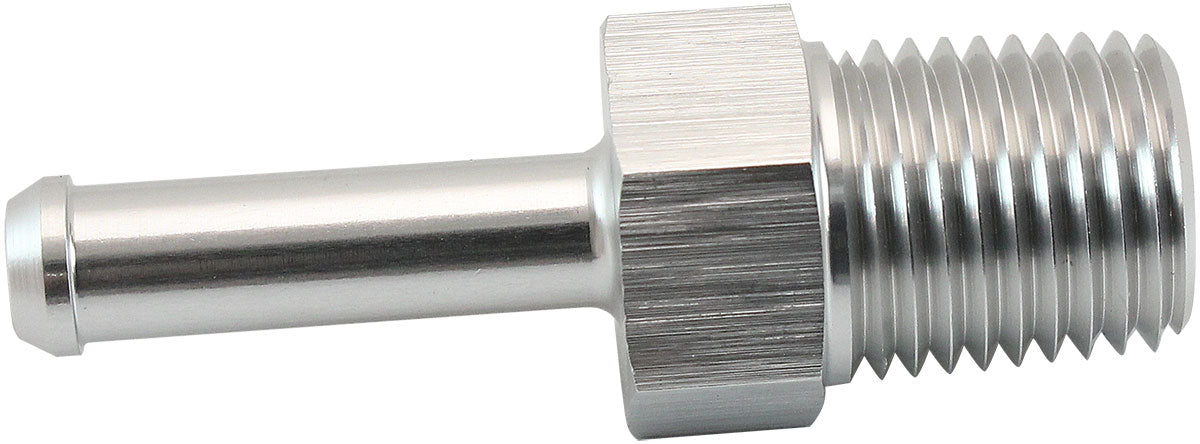 AF841-04-04S - MALE 1/4" NPT TO 1/4" BARB SILVER STRAIGHT MALE TO MALE
