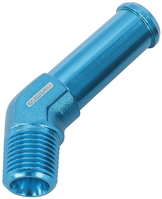 AF845-02-06 - 45 DEG 1/8" NPT TO 3/8" BARB BLUE STRAIGHT MALE TO MALE