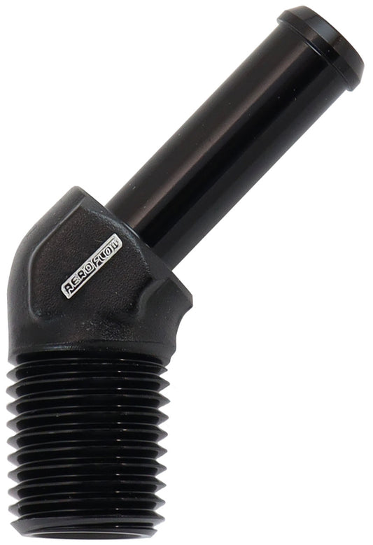 AF845-04-05BLK - 45 DEG 1/4" NPT TO 5/16" BARB BLACK STRAIGHT MALE TO MALE