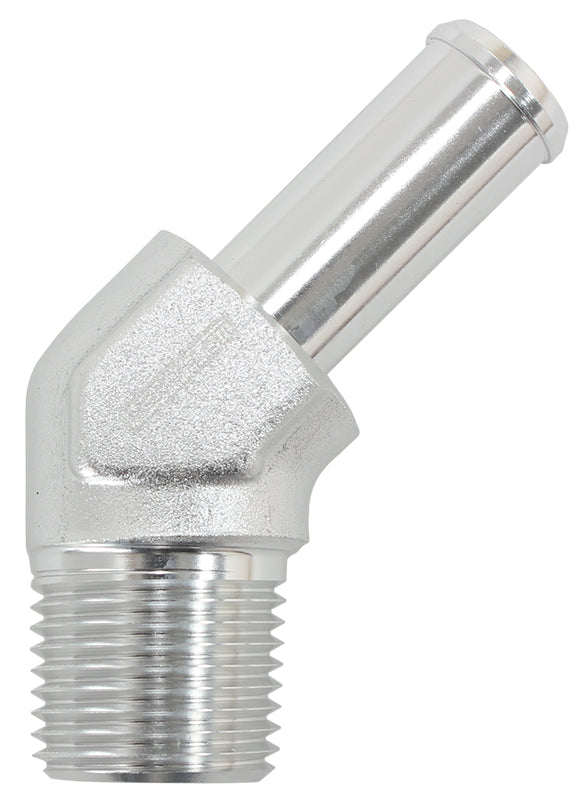 AF845-10ANS - 45 DEG 1/2" NPT TO 5/8" BARB SILVER 45 DEG MALE TO MALE