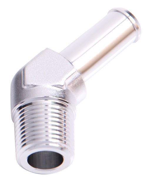AF845-10S - 45 DEG 1/2" NPT TO 5/8" BARB SILVER 45 DEG MALE TO MALE